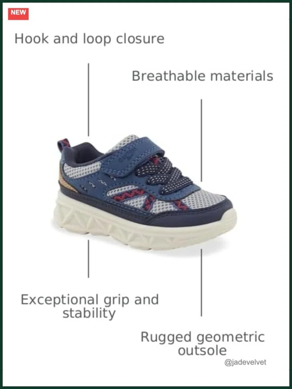 Hiker Sneaker Hook & Loop Machine Washable